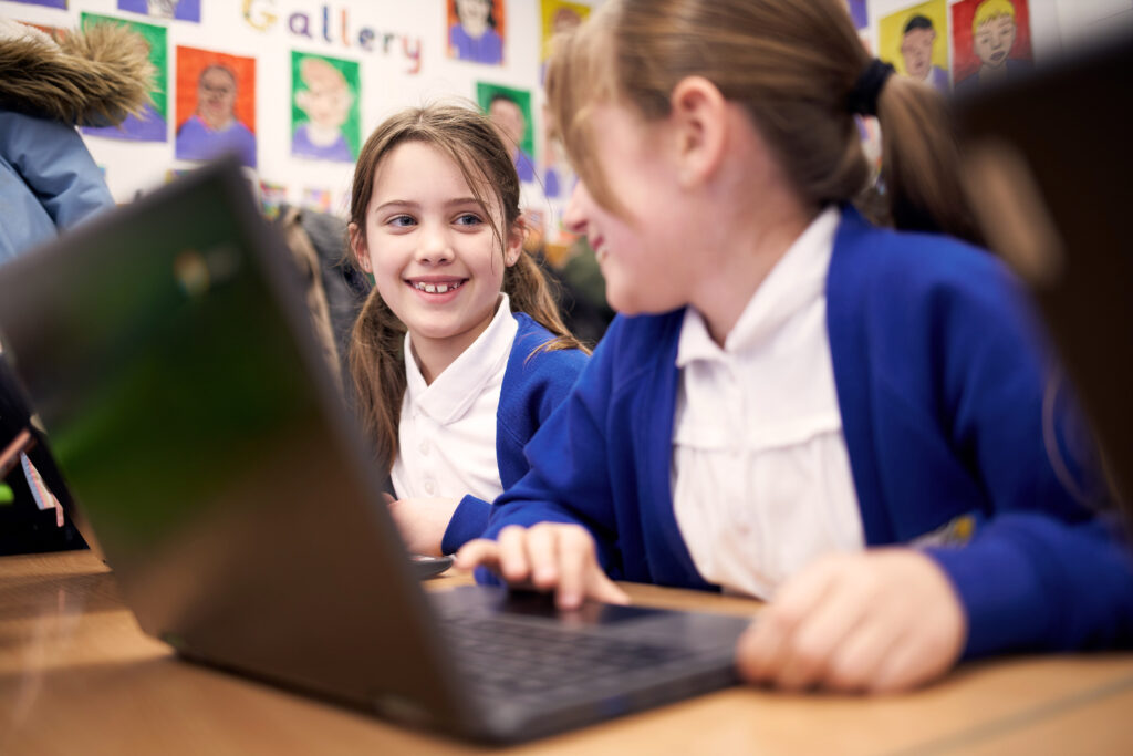 Students using computers